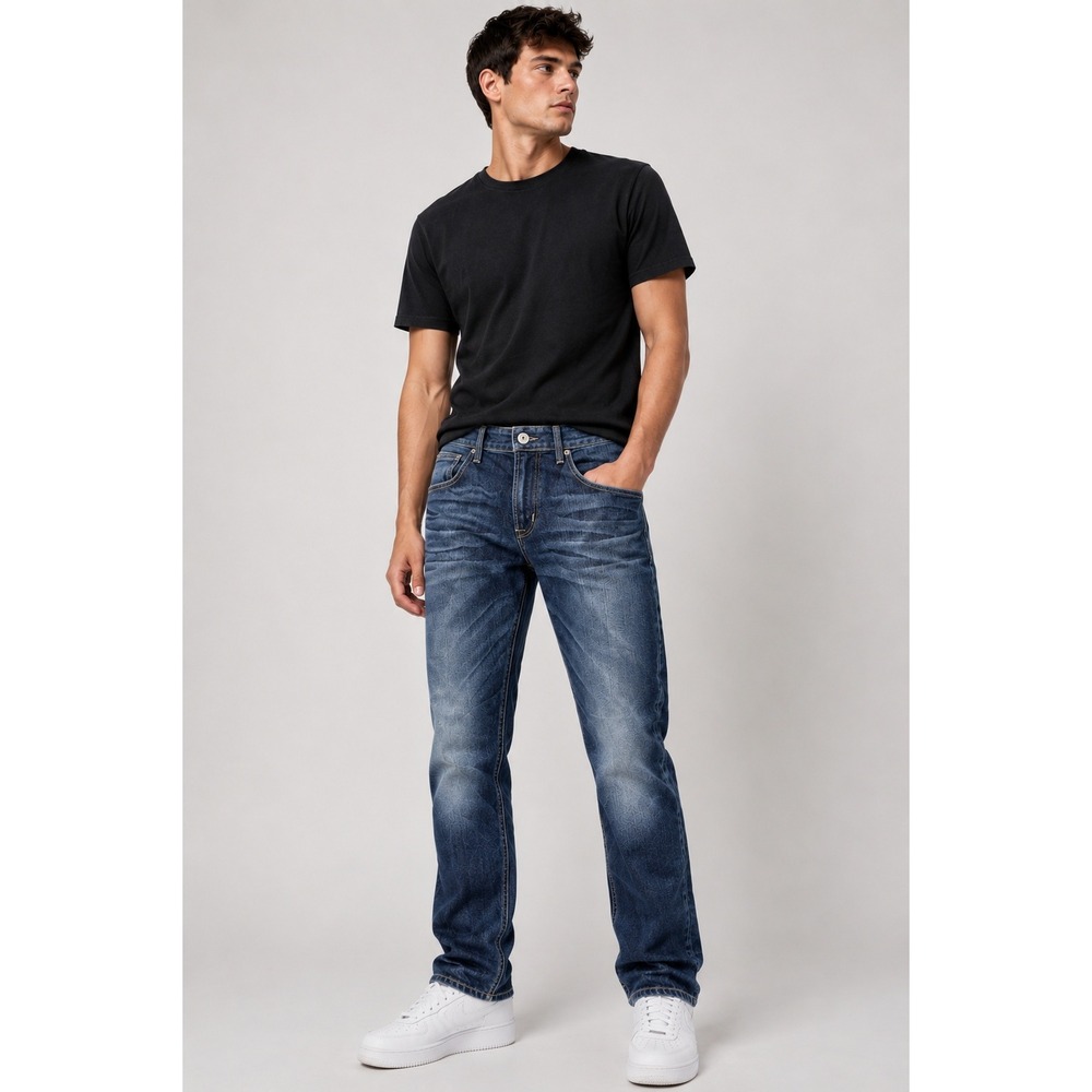 Hudson Byron Straight Leg Jeans Mens 32 Blue Dark Wash Zip Fly M255ZDFM
